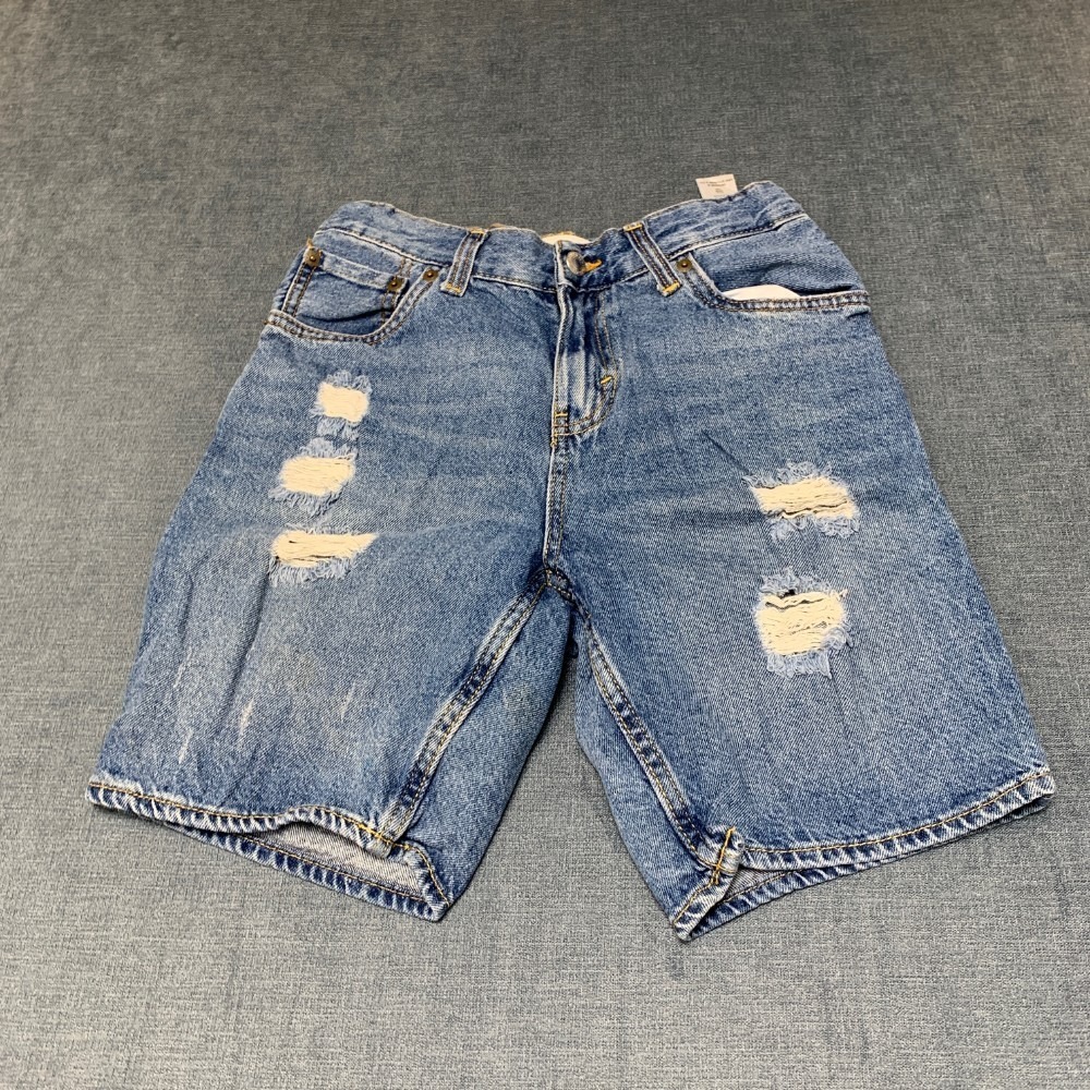 Levi's 511 Slim Fit Shorts Boys 16 Blue Denim Cotton Distress Flexible 5 Pockets
